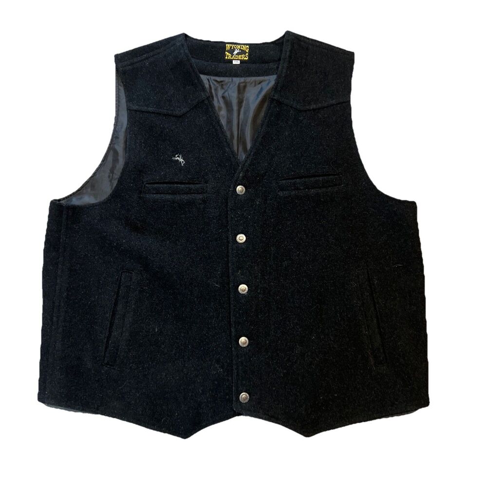 Wyoming Traders Wool Black Vest XXL tall Western Rancher Rodeo 5 button front